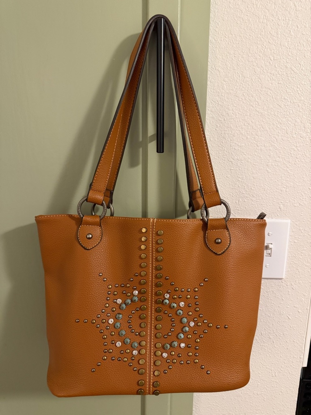 Montana West Tan Studded Bag with Decorative Embellishments